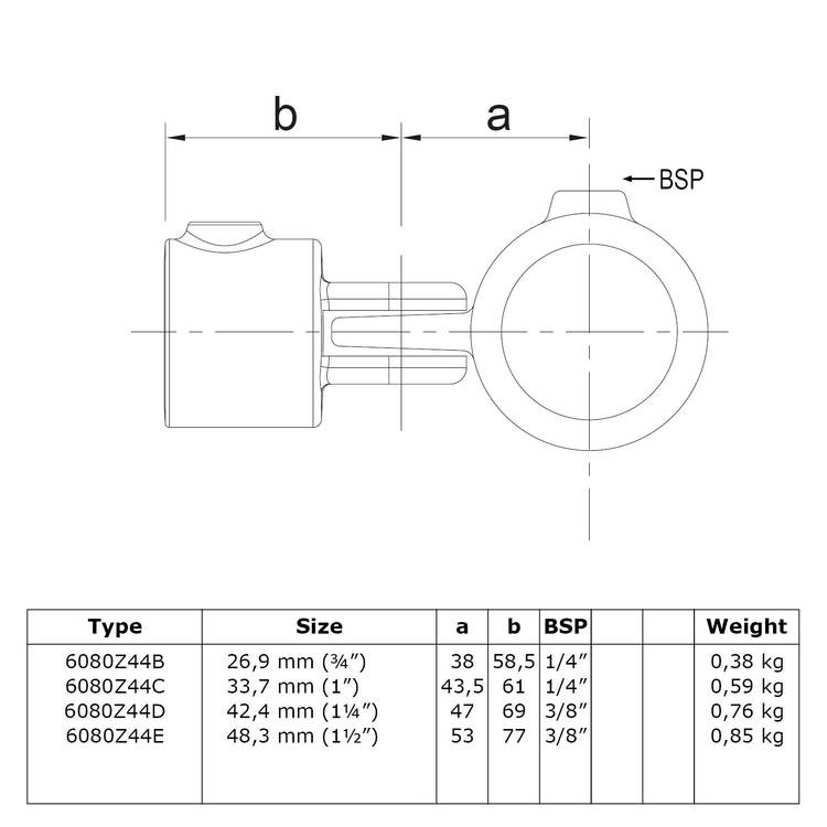 Karton Rohrverbinder Gelenkstück einfach - Schwarz-D / 42,4 mm