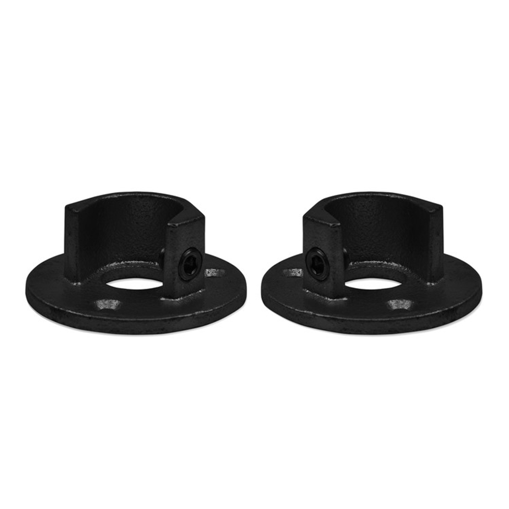 Rohrverbinder Fußplatte rund mit Einlage (Set)-schwarz-C / 33,7 mm
