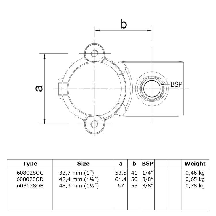 Karton Rohrverbinder Kreuzstück 90° offen klappbar-C / 33,7 mm